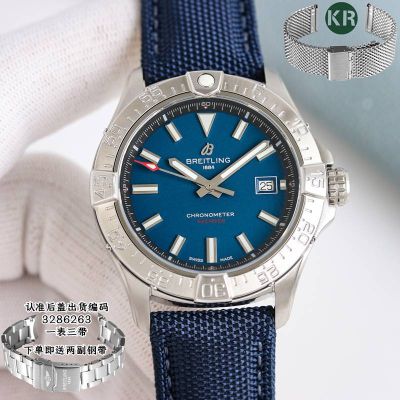 Breitling Avenger 42mm Seagull 2824 Movement Blue Face Fabric Band Watch